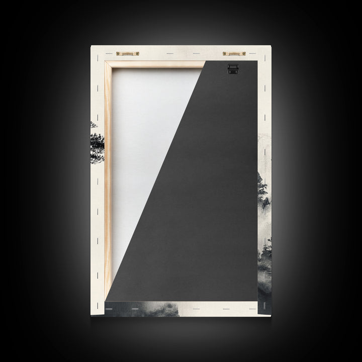 Bonzai Tree on a Cliff Wabi Sabi Painting Print, Wood Framed Wall Art, Bonzai Tree Art, Japanese Style Artwork