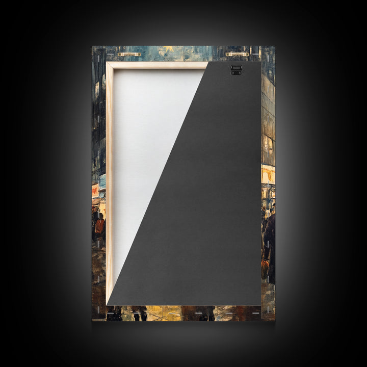 Christmas Village Wall Art Canvas print - Christmas Painting - Christmas Shopeprs in NYC in the 1950s - Christmas Decor - Winter Wall Art