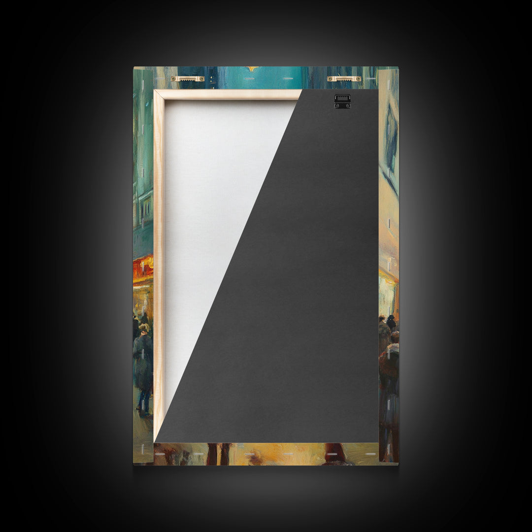 Christmas in Town Sqaure Framed Canvas Print, Retro Christmas Village Wall Art, Christmas Decor, Christmas Wall Art, Farmhouse Christmas