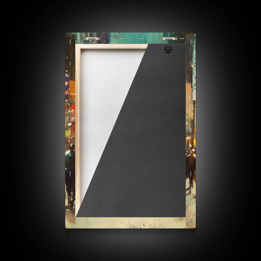 Christmas on The Town Square Framed Canvas Print, Wood Framed Christmas Decor, Holiday Mantle Art, Christmas Centerpiece Wall Art