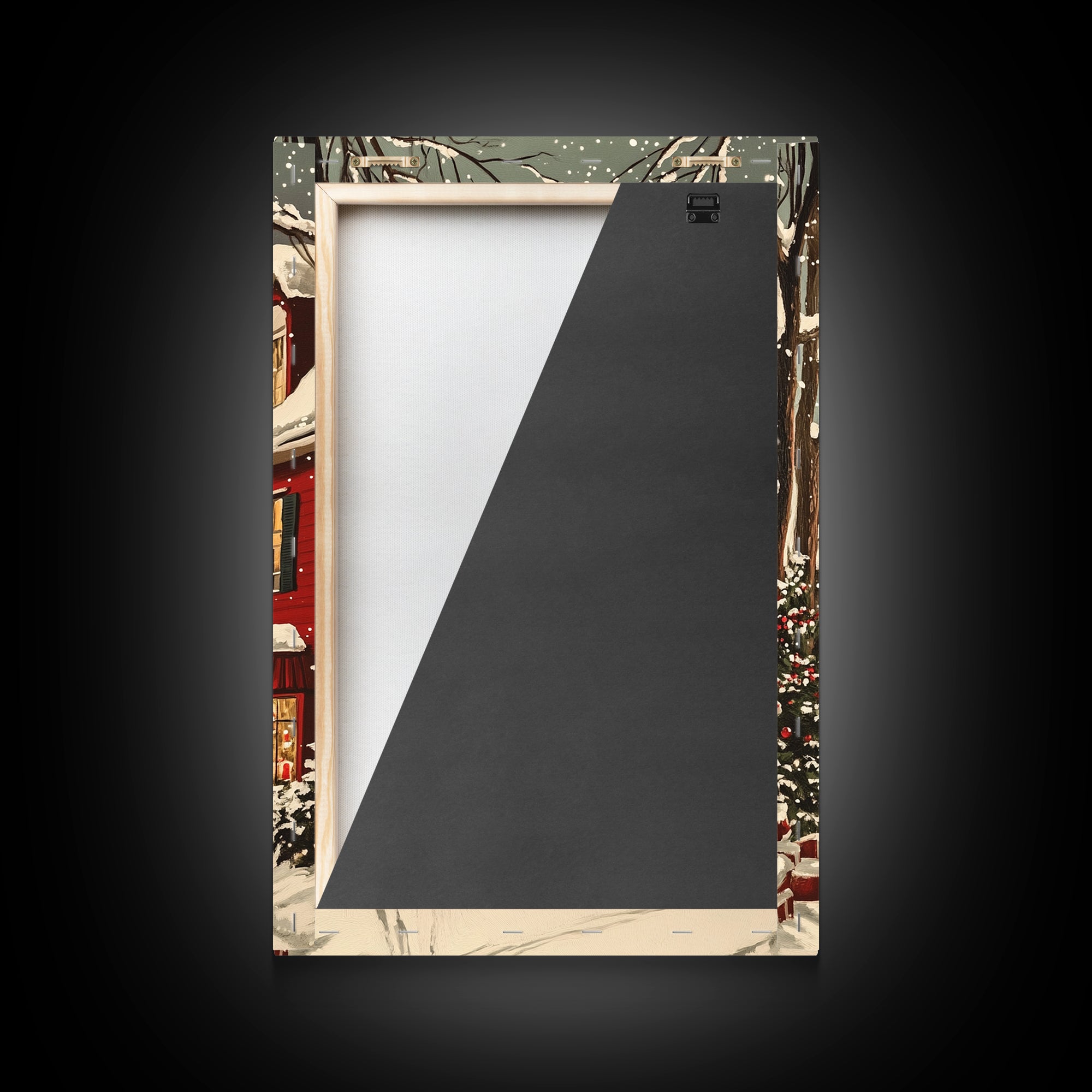 Christmas in Boston Framed Canvas Print, Christmas Village Wall Art, Christmas Prints, Christmas Decor Idea, Christmas Art