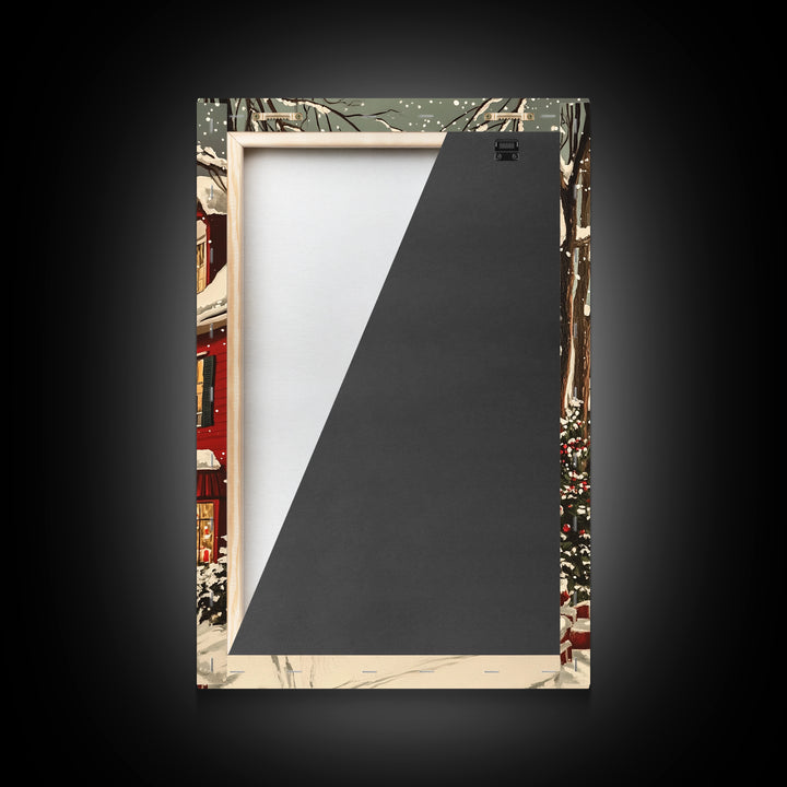 Christmas in Boston Framed Canvas Print, Christmas Village Wall Art, Christmas Prints, Christmas Decor Idea, Christmas Art