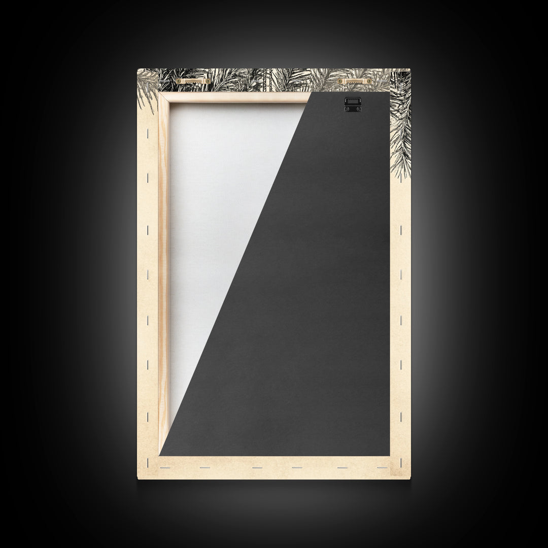 Boho Christmas Ornament Painting Print, Christmas Art, Black and White Art