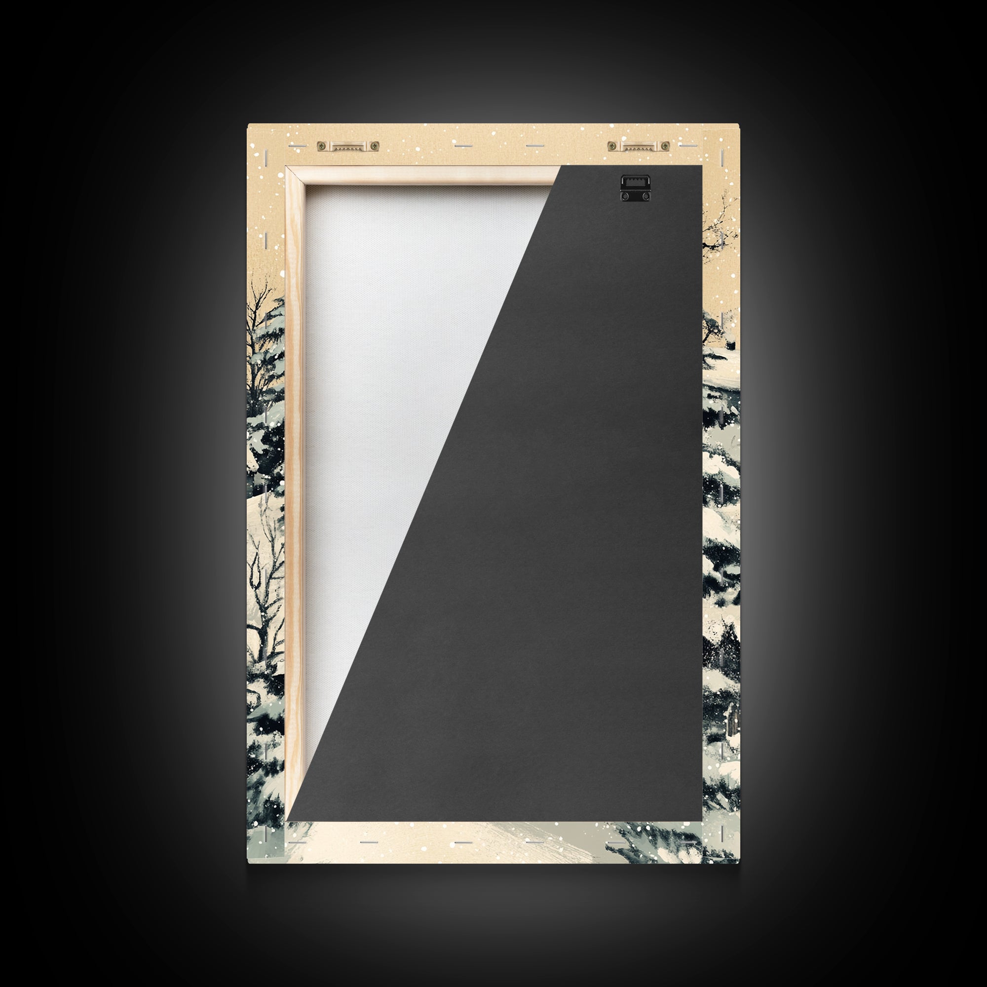 Christmas Village Canvas Print - Framed Canvas - Minimalist Christmas Art - Boho Christmas Art - Rustic Christmas Art