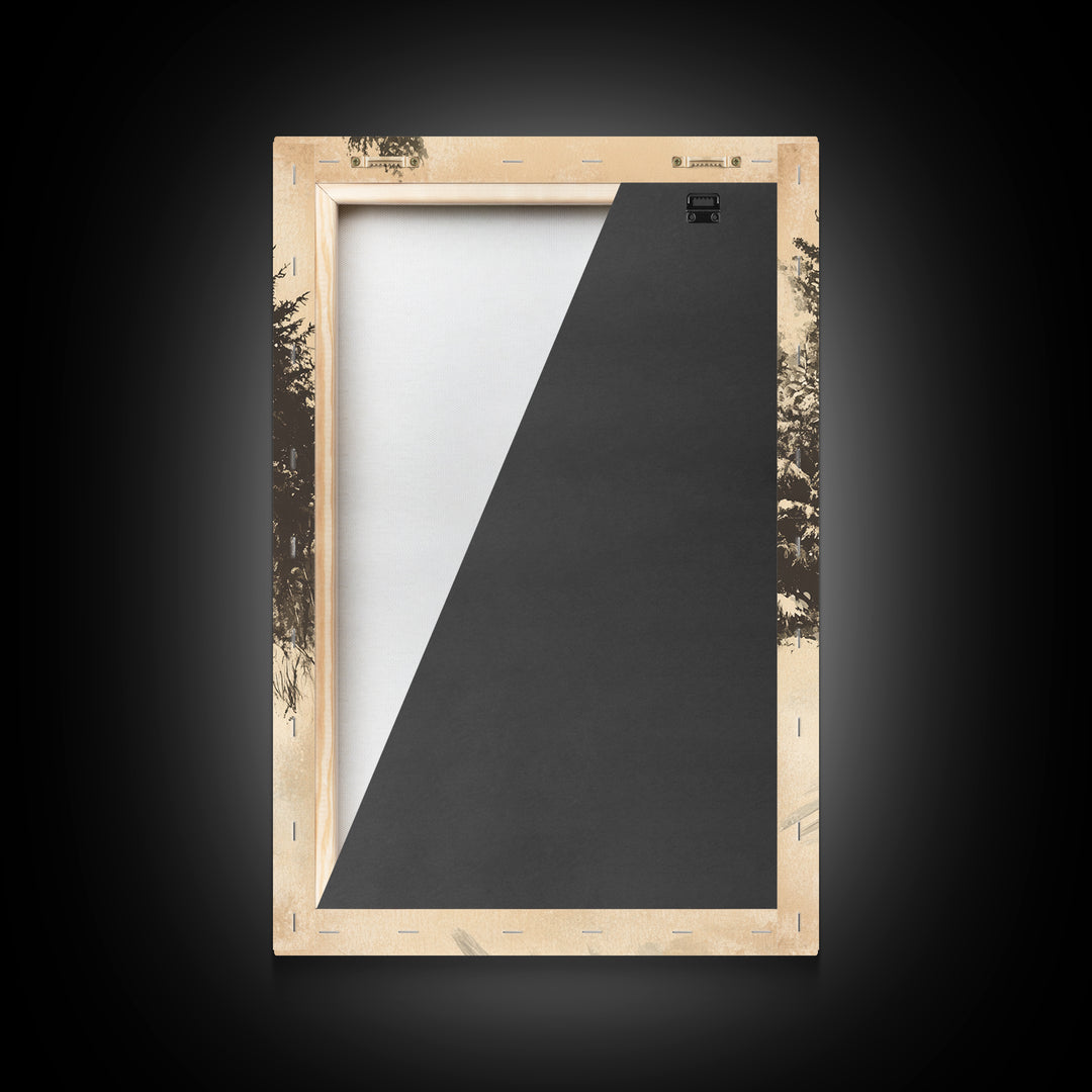 Christmas Sleigh Ride Canvas Print - Framed Canvas - Minimalist Christmas Art - Boho Christmas Art - Rustic Christmas Art