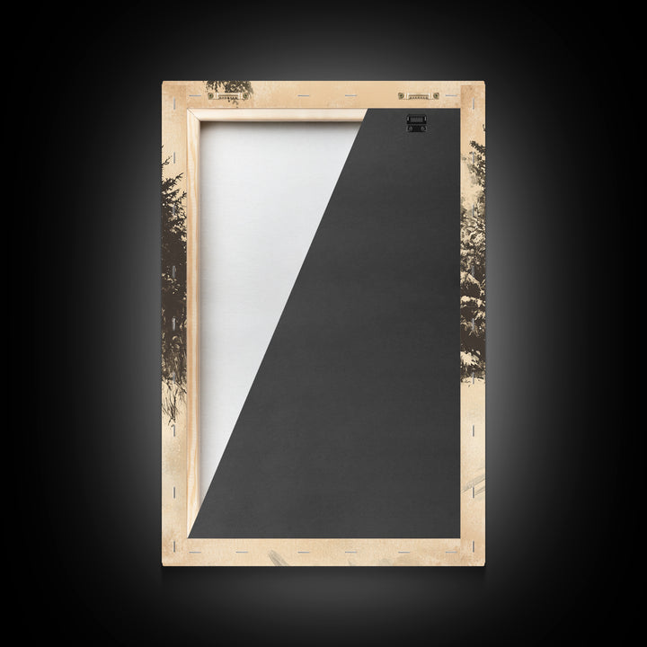 Christmas Sleigh Ride Canvas Print - Framed Canvas - Minimalist Christmas Art - Boho Christmas Art - Rustic Christmas Art