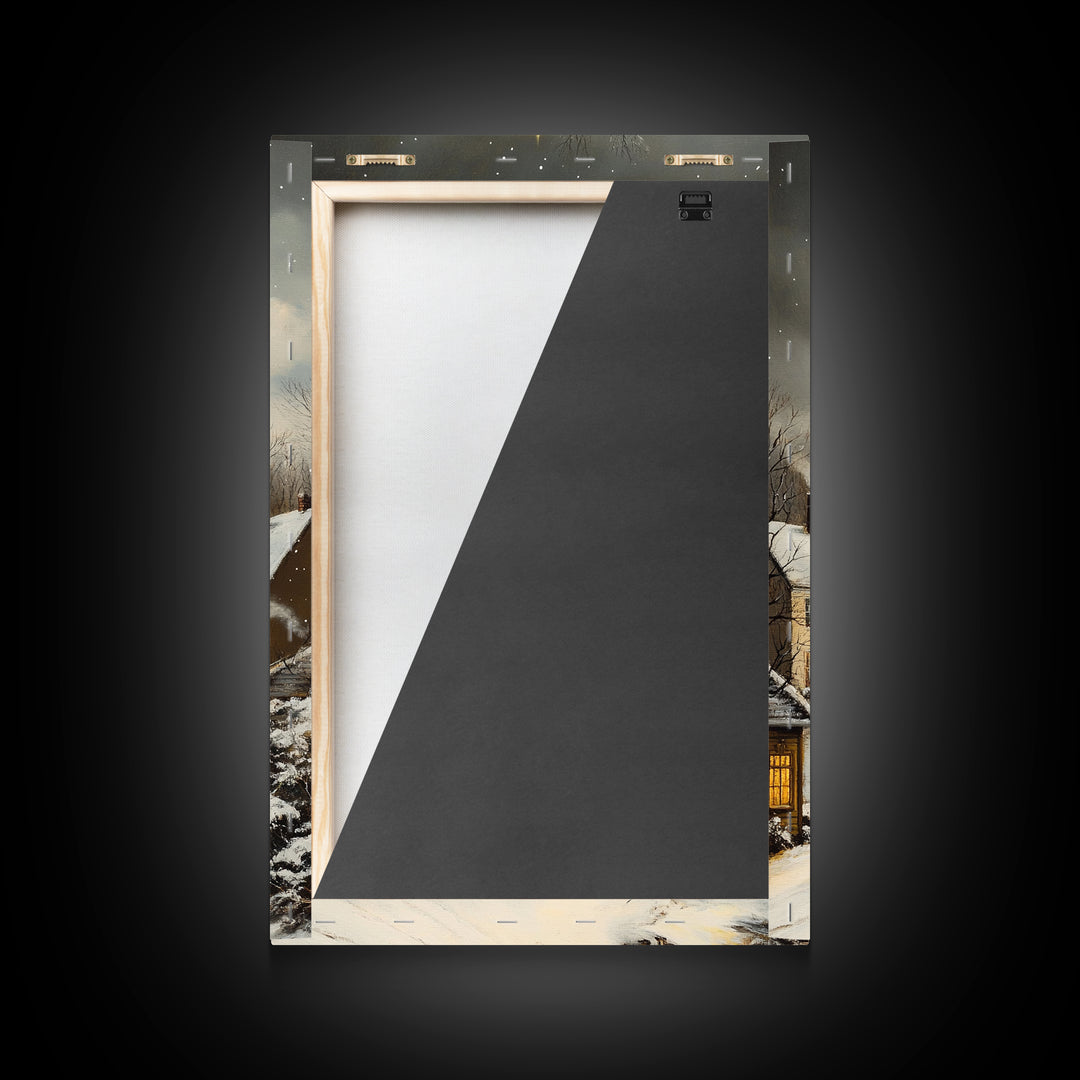 Christmas Village Wall Art Canvas Print | Christmas Village Painting | Winter Home Decor | Winter Art