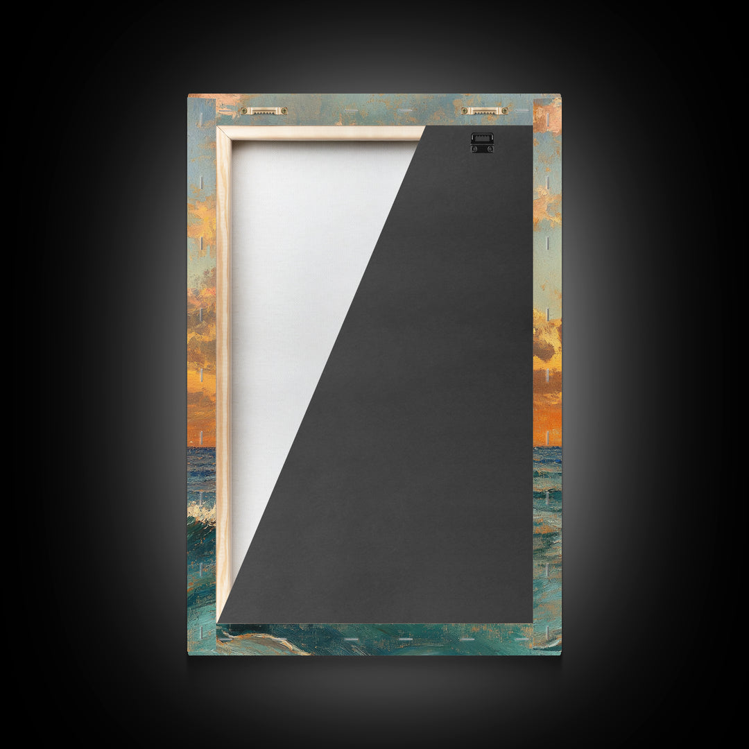 Dolphin Jumping At Sunset, Framed Canvas Print, Dolphin Painting, Dolphin Decor, Dolphin Wall Art