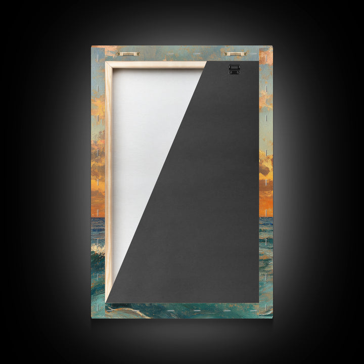 Dolphin Jumping At Sunset, Framed Canvas Print, Dolphin Painting, Dolphin Decor, Dolphin Wall Art