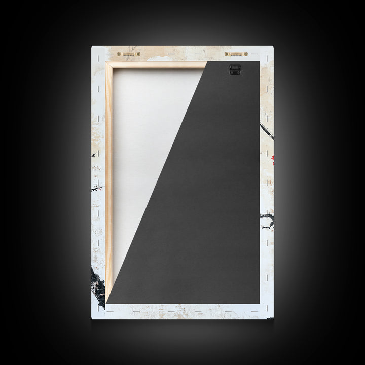 Cherry Blossoms and Sunset Framed Canvas Print - Minimalist Wabi Sabi Wall Art - Cherry Blossoms Painting - Home Decor - Japanese Style Art