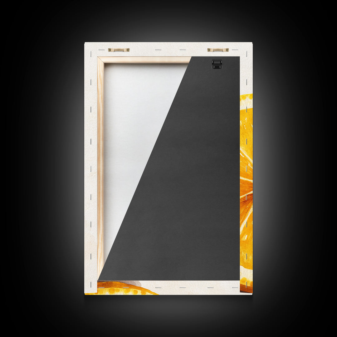 Closeup of a Lemon Wedge Framed Canvas Print, Original Still Life Painting of a Lemon, Housewarming Gift, Kitchen Food Wall Art, Kitchen Decor