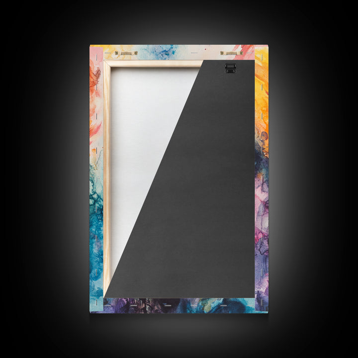 Rising Phoenix Canvas Print Wall Art - Majestric Watercolor Painting On Vertical Canvas, Framed and Ready To Hang, Hardware Included