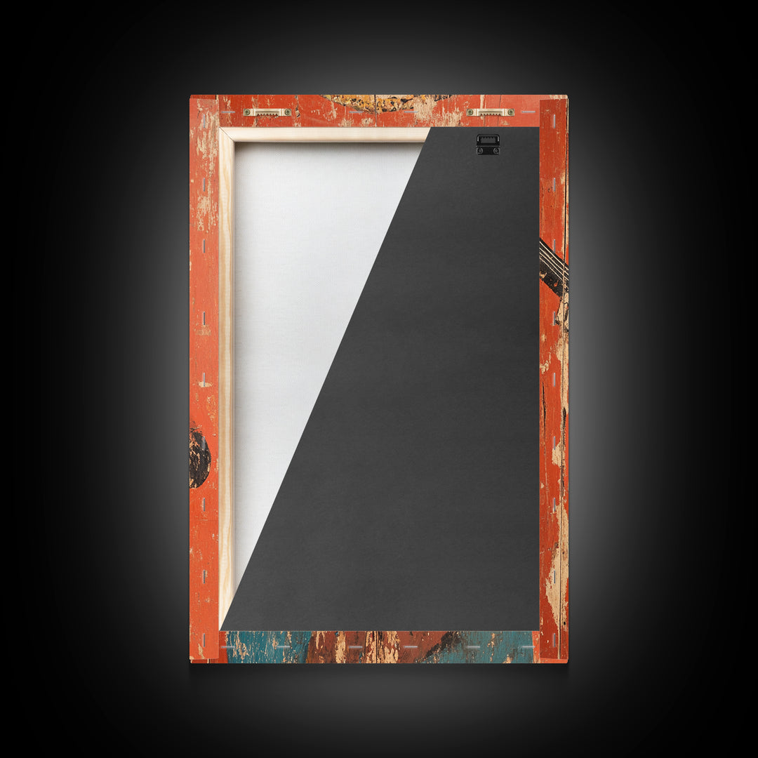 Arte Mexicano - Framed Canvas Print - Chicano Art - Skeleton Vaquero playing a guitarra, Mexican Inspired Wall Art, Southwestern Art