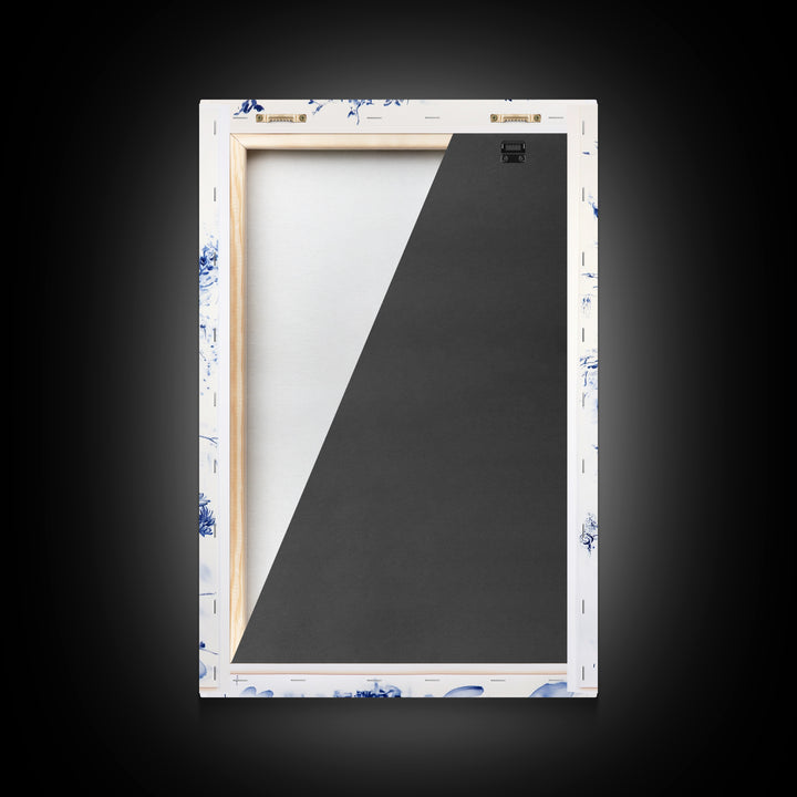 Chinoiserie Wall Art Framed Canvas Print, Blue Tree and Birds, Botanical Print, Birdwatcher Gift Idea, Chinoiserie Style Painting