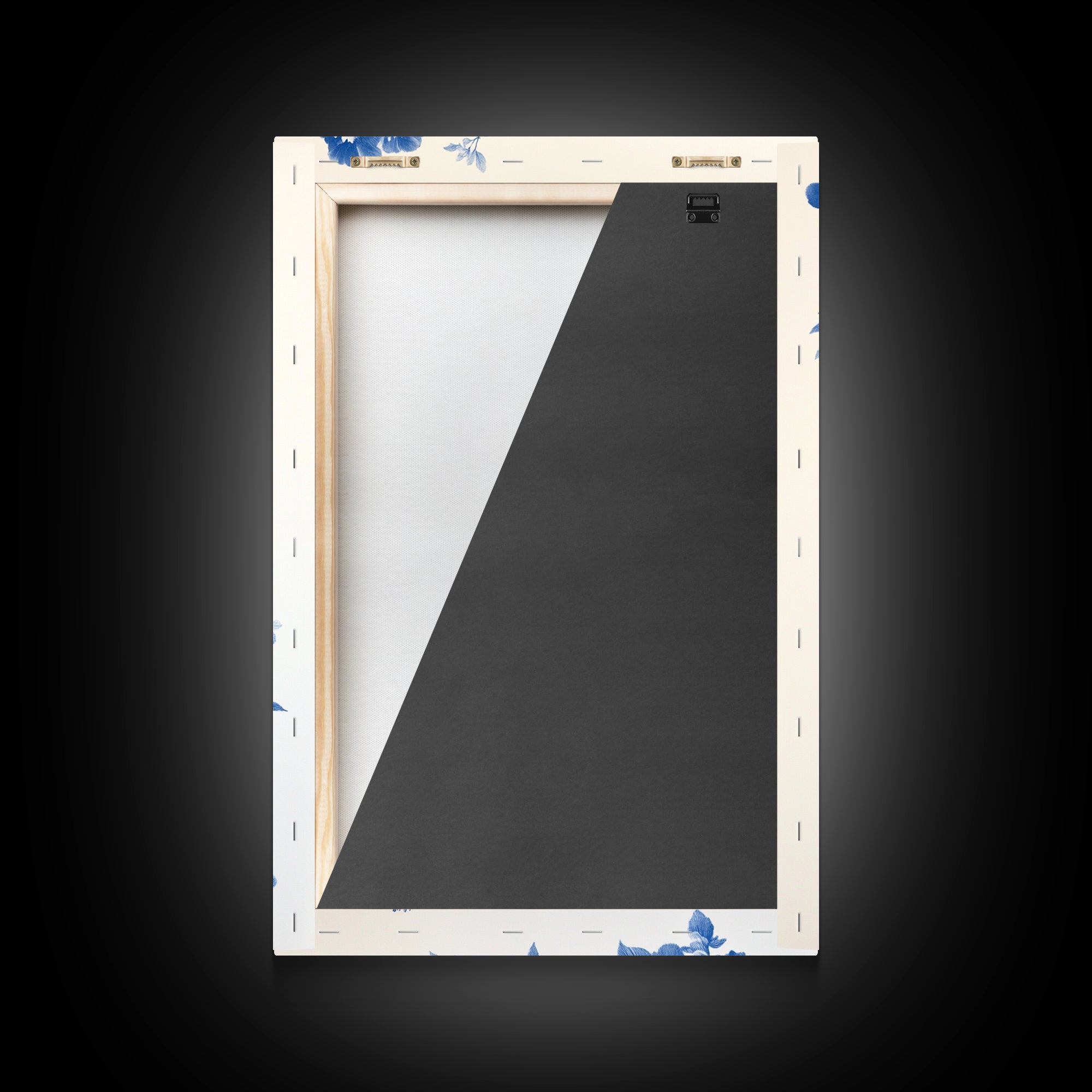 Blue Floral Print, Chinoiserie Wall Art, Framed Canvas, Canvas Art Home Decor, Chinoiserie Style Painting