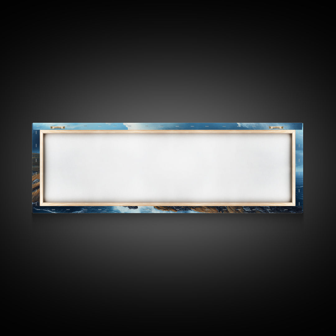 Cliffs of Moher Framed Canvas Print, Ready To Hang Ireland Painting, Irish Art, Ireland Wall Art, Horizontal Extra Large Wall Art