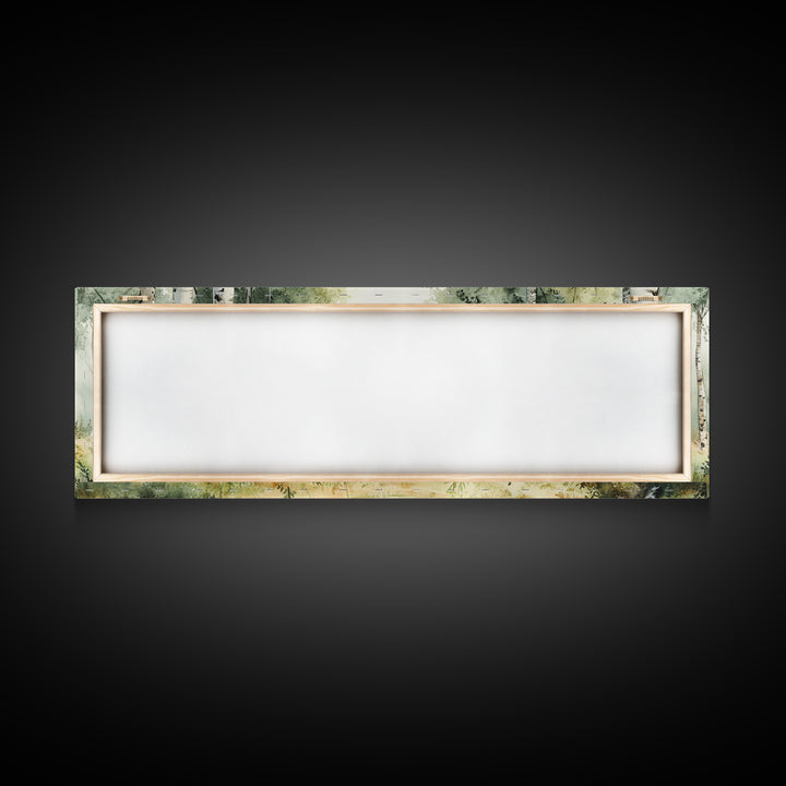 Silver Birch Trees in Spring Panoramic Canvas Print, Panoramic Painting, Aspen Trees Painting, Forest Landscape Horizontal Wall Art
