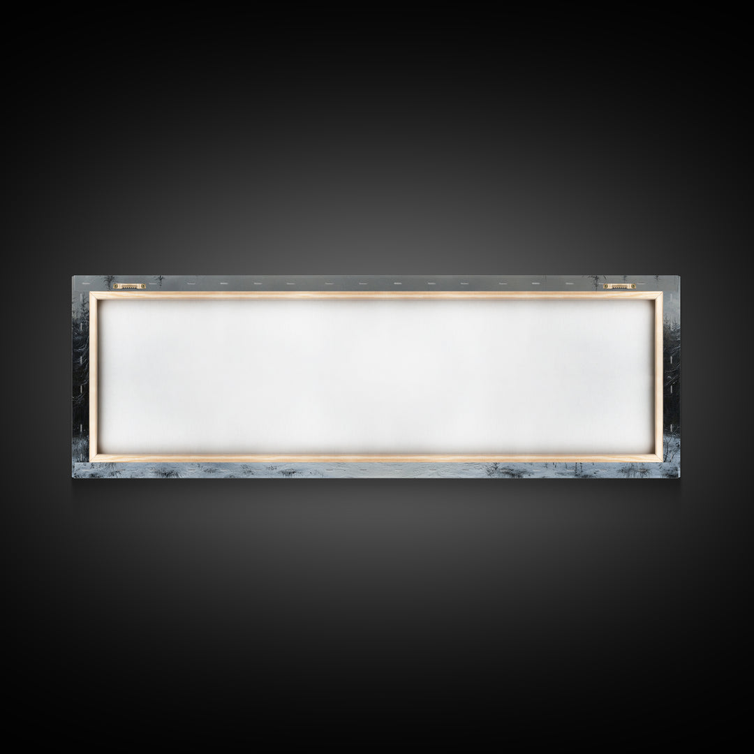 Bleak Winter Landscape Painting Print, Wood Framed Wall Art, Landscape Painting Original, Panoramic Wall Art, Horizontal Large Art