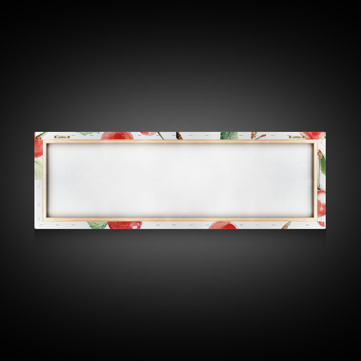 Chery Wall Art Canvas Print - Horizontal Extra Wide Wall Art - Panoramic Kitchen Decor - Kitchen Painting - Cherry Painting - Cherry Decor