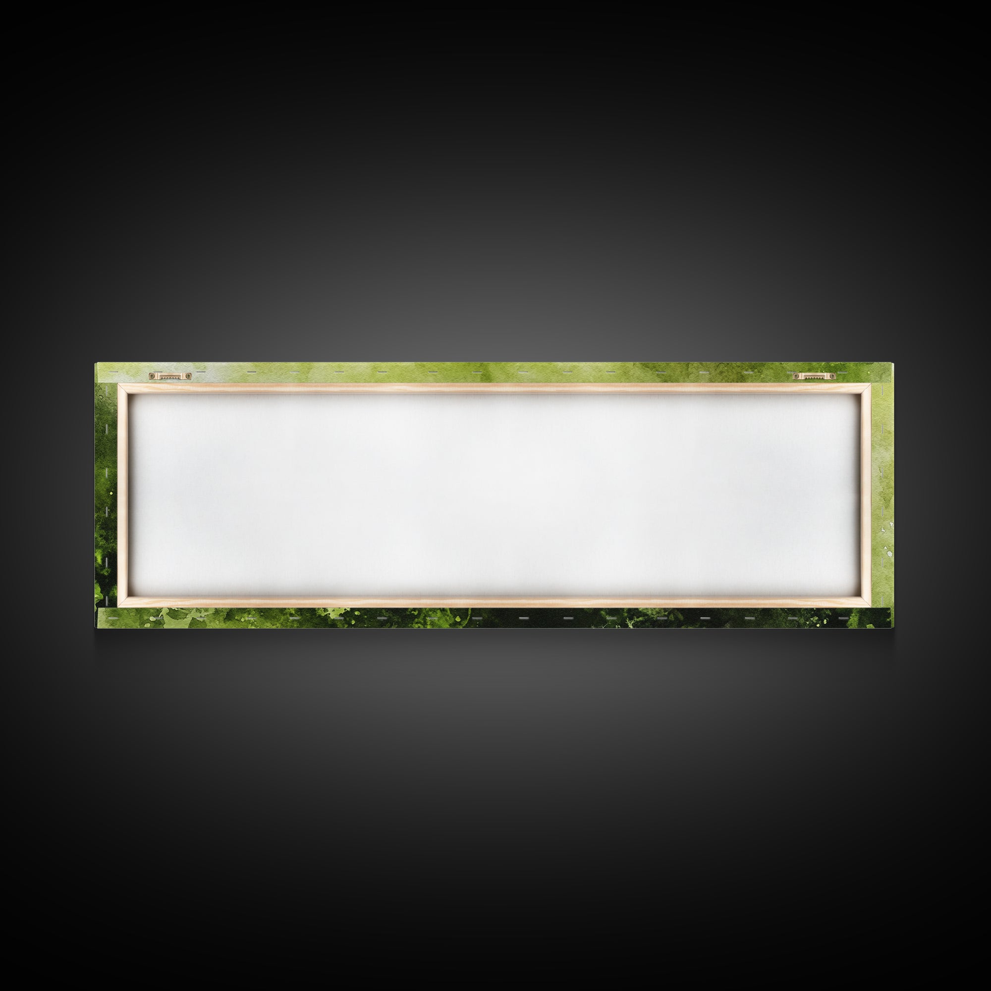 Moss Wall Art - Panoramic Canvas Print - Watercolor Painting of Green Moss