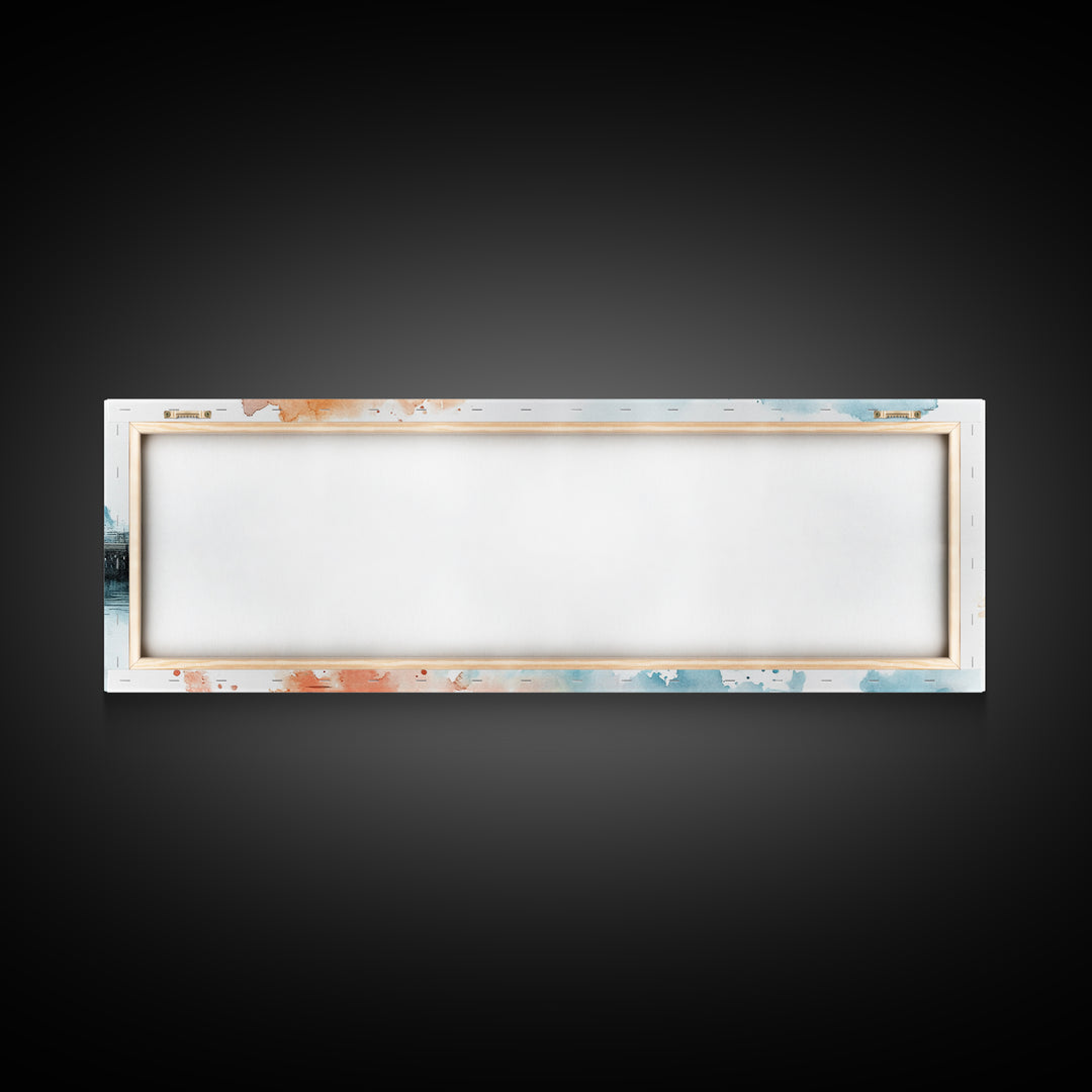 Panoramic Nautical Seacape Painting, Framed Canvas Print - Nantucket Wall Art - Beach House Art - Painting of Nantucket
