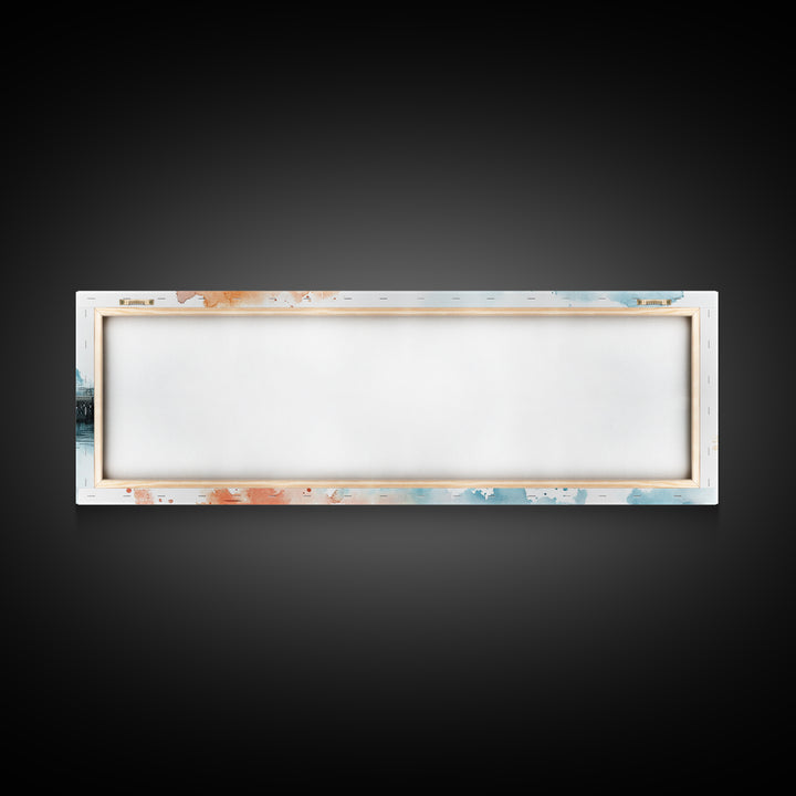 Panoramic Nautical Seacape Painting, Framed Canvas Print - Nantucket Wall Art - Beach House Art - Painting of Nantucket