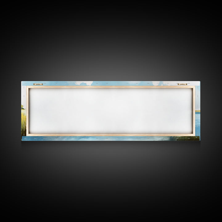 Beautiful Sescape Landscape Painting Print - Panoramic Wall Art - Nautical Landscape Painting, Beach House Art, Lake House Art