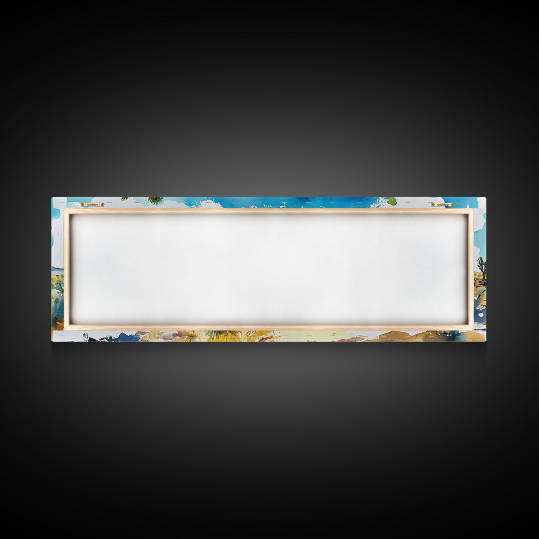 Canvas Print Panoramic Landscape Painting of Joshua Tree California Canvas Print, Joshua Tree Art, California Wall Art, Minimalist Desert Art