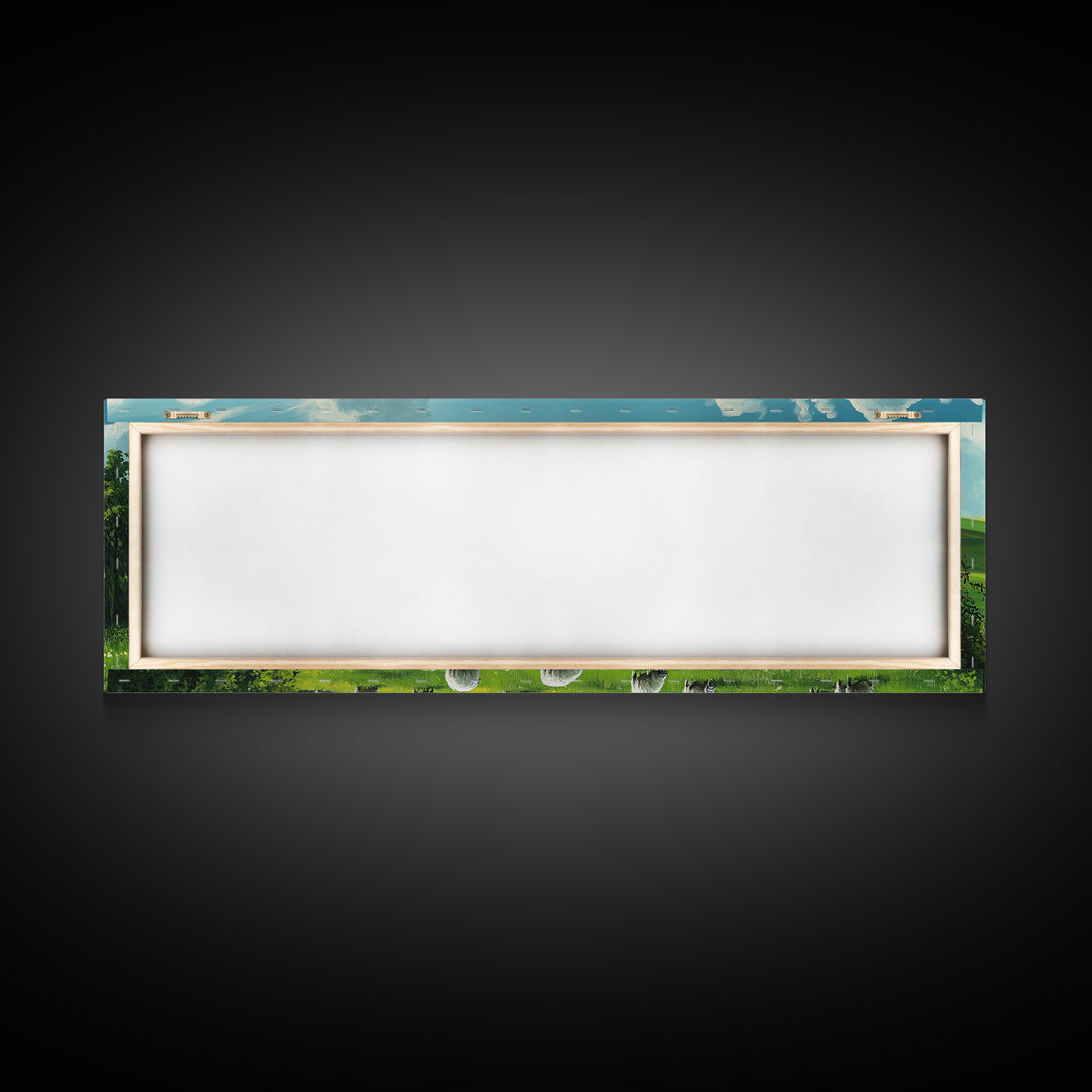 Landscape Painting Print Of The Hills of Ireland, Framed Canvas Print, Ireland Wall Are, Panoramic Home Decor, Horizontal Landscape Art