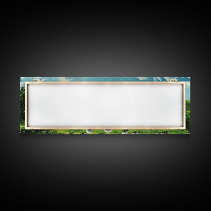 Landscape Painting Print Of The Hills of Ireland, Framed Canvas Print, Ireland Wall Are, Panoramic Home Decor, Horizontal Landscape Art