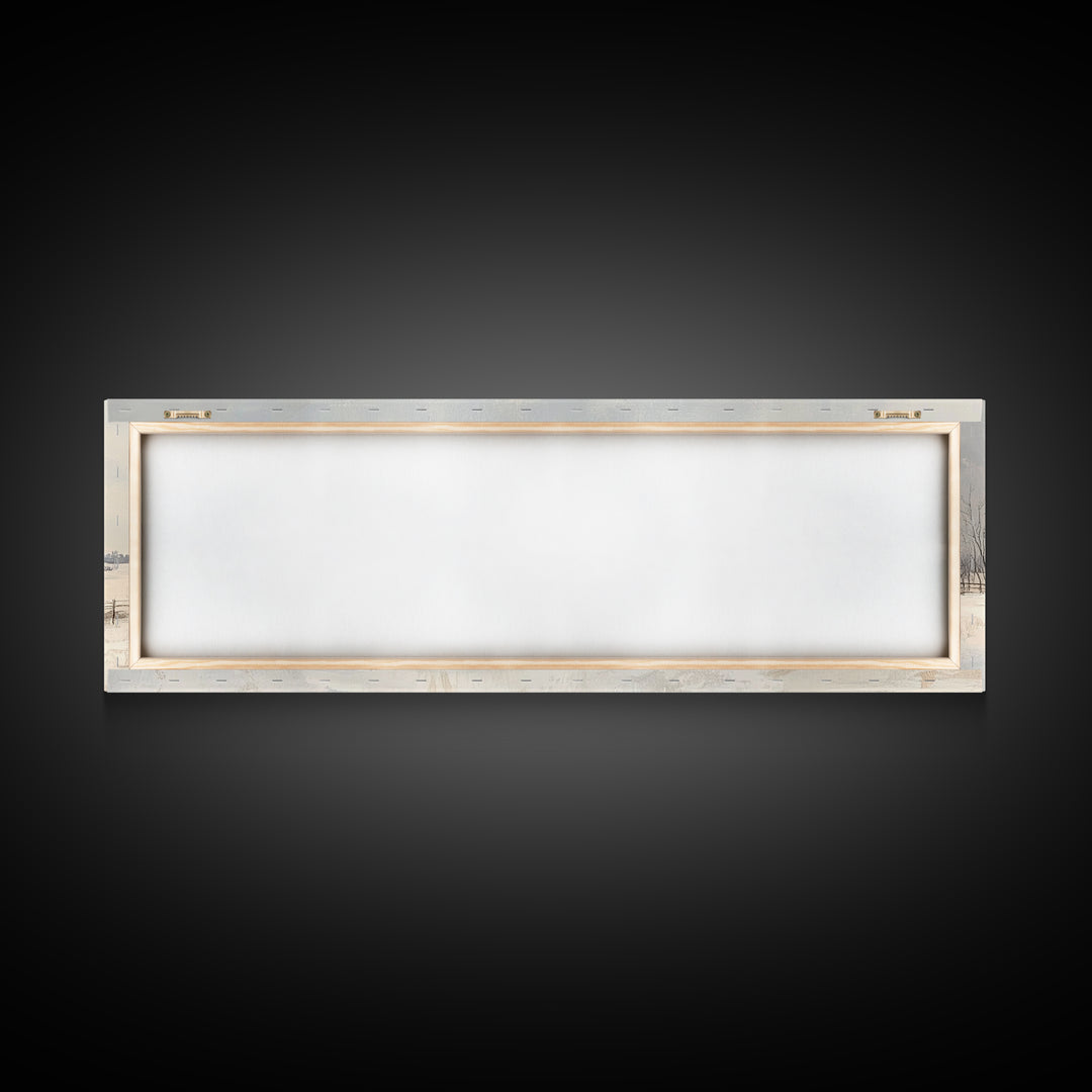 Barn Landscape Oil Painting Print - Retro Farm Wall Art - Village Wall Art - Old Red Barn In Winter - Winter Landscape - Winter Centerpiece Art