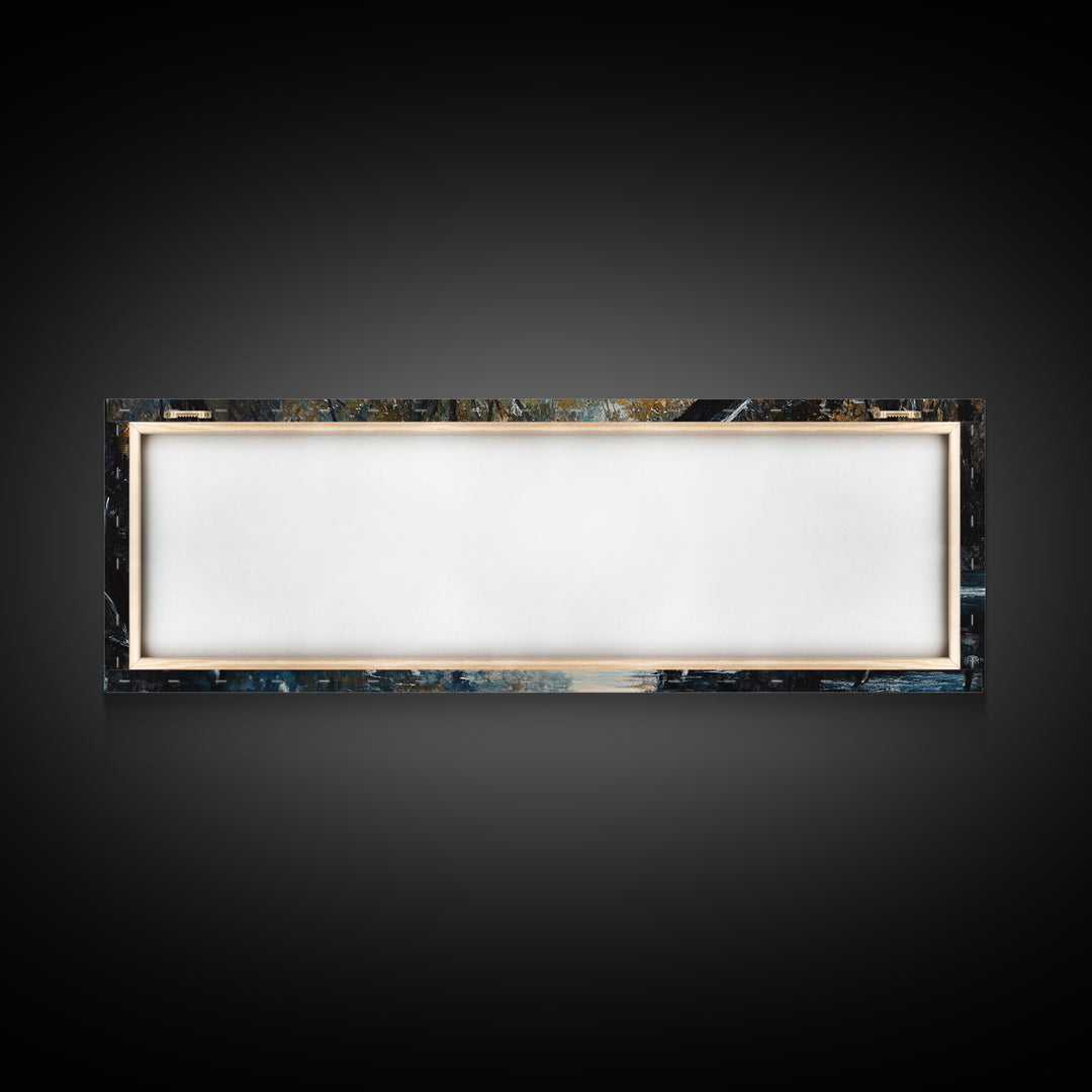 Blue Heron Wall Art, Framed Canvas Print, Nautical Home Decor, Blue Heron Painting, Panoramic Horizontal Wall Art