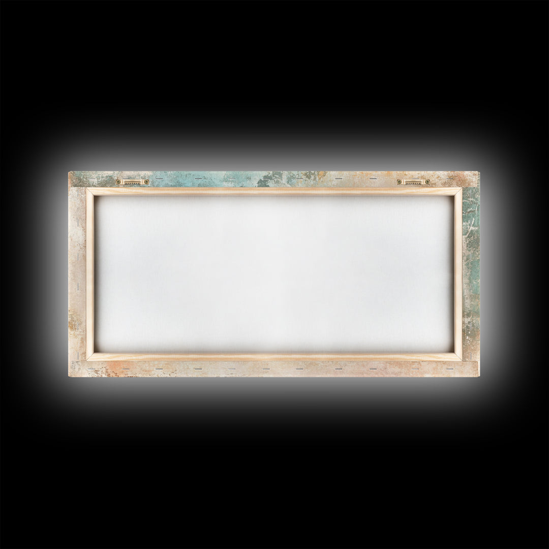 Distressed Painting Print of a Lone Palm Tree on a Beach, Framed Canvas Print, Retro Nautical Landscape Painting, Beach Wall Art, Beach Print