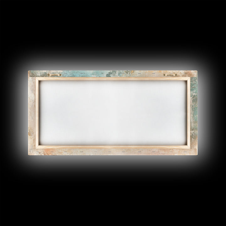 Distressed Painting Print of a Lone Palm Tree on a Beach, Framed Canvas Print, Retro Nautical Landscape Painting, Beach Wall Art, Beach Print