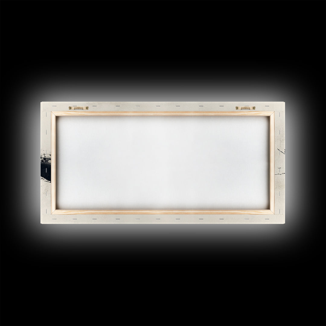 Black and White Wall Art, Framed Canvas Print, Dead Branch Painting on a Black Background, Charcoal Sketch, Charcoal Painting Wall Art