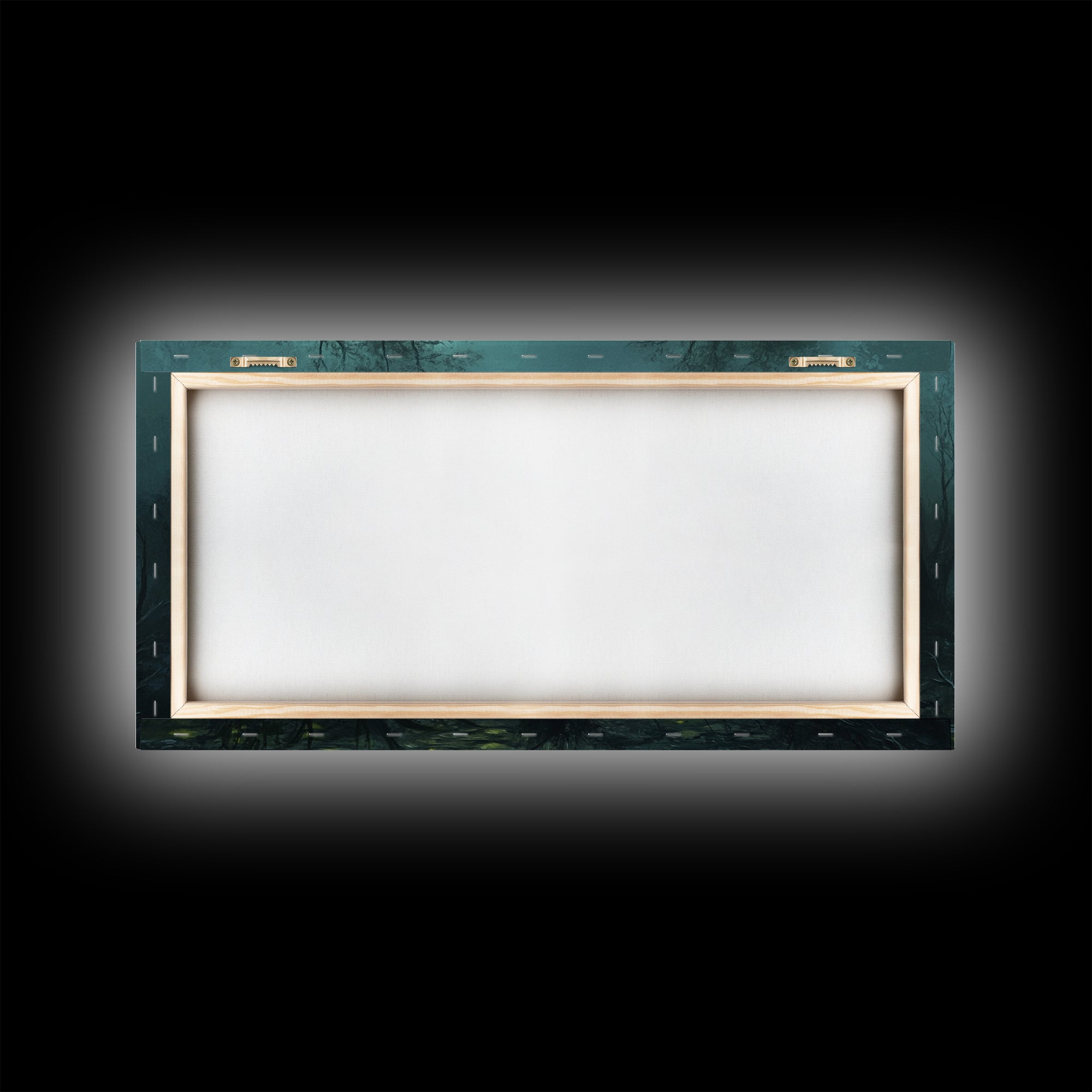 Dark and Moody Wall Art Framed Canvas Print, Oil Painting of a Swamp, Moody Landscape Wall Art