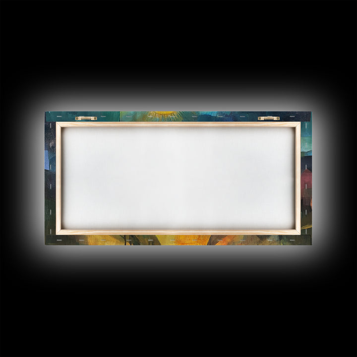 Christmas Nativity Scene Art Print - Framed WalL Art Canvas Print - Mary, Joseph and Baby Jesus in Bethlehem Abstract Oil Painting Print