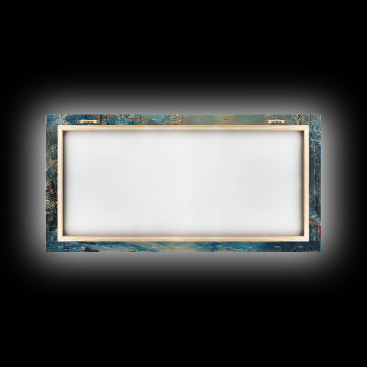 Above Mantle Christmas Wall Art, Framed Canvas Print, Cabin Art, Wall Art For Cabin, Winter Landscape Painting, Winter Themed Home Decor