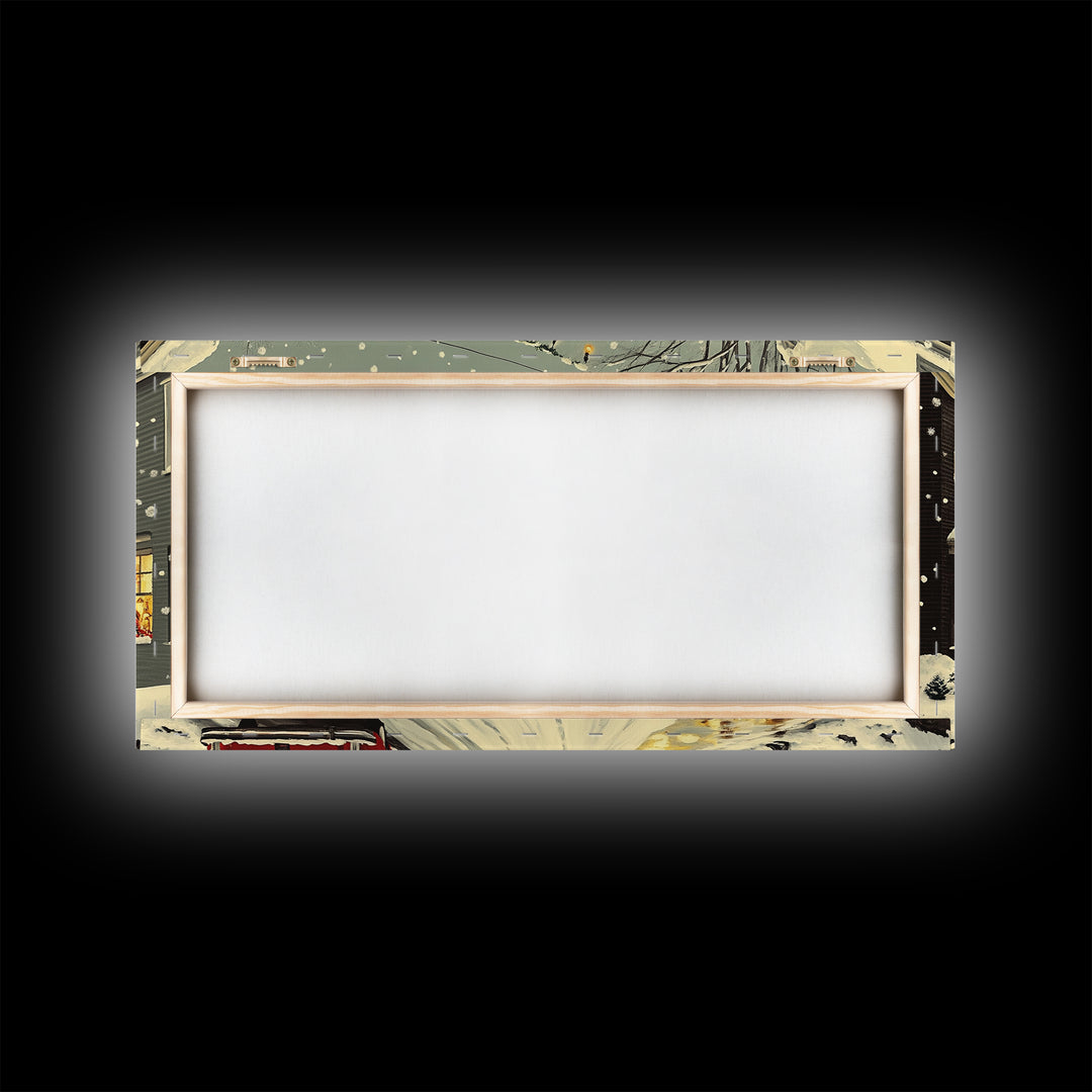 Christmas Village Painting Print Ready To Hang Wall Art, Canvas Print, Christmas Wall Art, Christmas Mantle Decor, Christmas Gift Idea