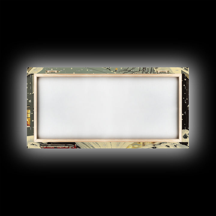 Christmas Village Painting Print Ready To Hang Wall Art, Canvas Print, Christmas Wall Art, Christmas Mantle Decor, Christmas Gift Idea