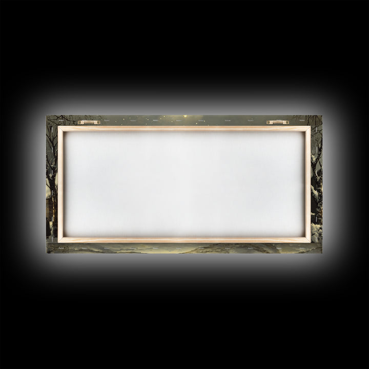 Christmas Village Framed Canvas Print Winter Decor, Canvas Wall Art, Victorian Christmas Oil Painting, Christmas Village Art