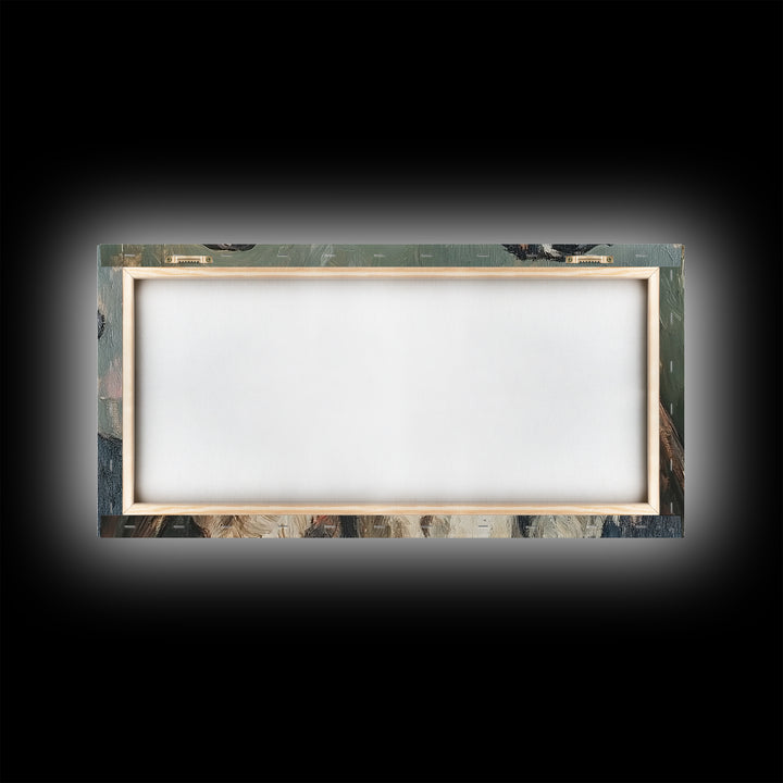 Cute Hunting Dogs Framed Canvas Print, Hunting Dogs Oil Painting, Modern Farmhouse, Traditional Home Decor, Rustic Wall Art, Dog Lover Gift