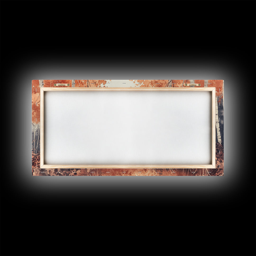 Aspen Landscape, Autumn Forest Print, Birch Tree Painting Framed Canvas Print, Ready To Hang Wall Art, Modern Abstract Nature Wall Art