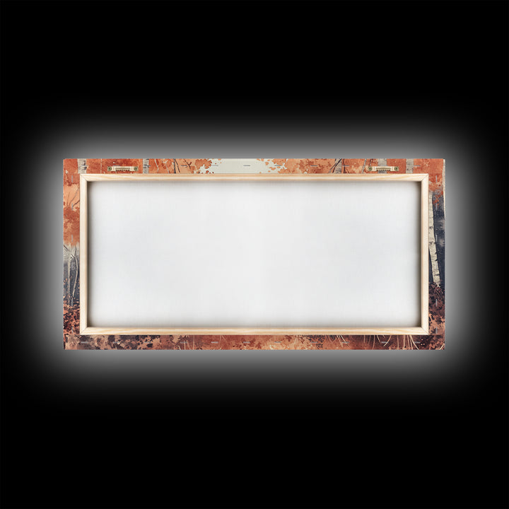 Aspen Landscape, Autumn Forest Print, Birch Tree Painting Framed Canvas Print, Ready To Hang Wall Art, Modern Abstract Nature Wall Art