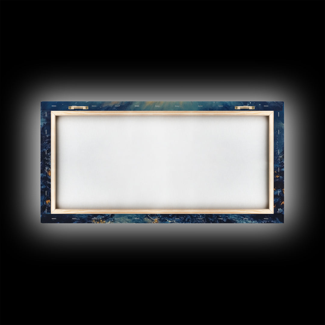 Christmas Nativity Oil Painting Print, Christmas Wall Art, Framed Christmas Canvas Art, Christmas Home Decor, Seasonal Wall Art