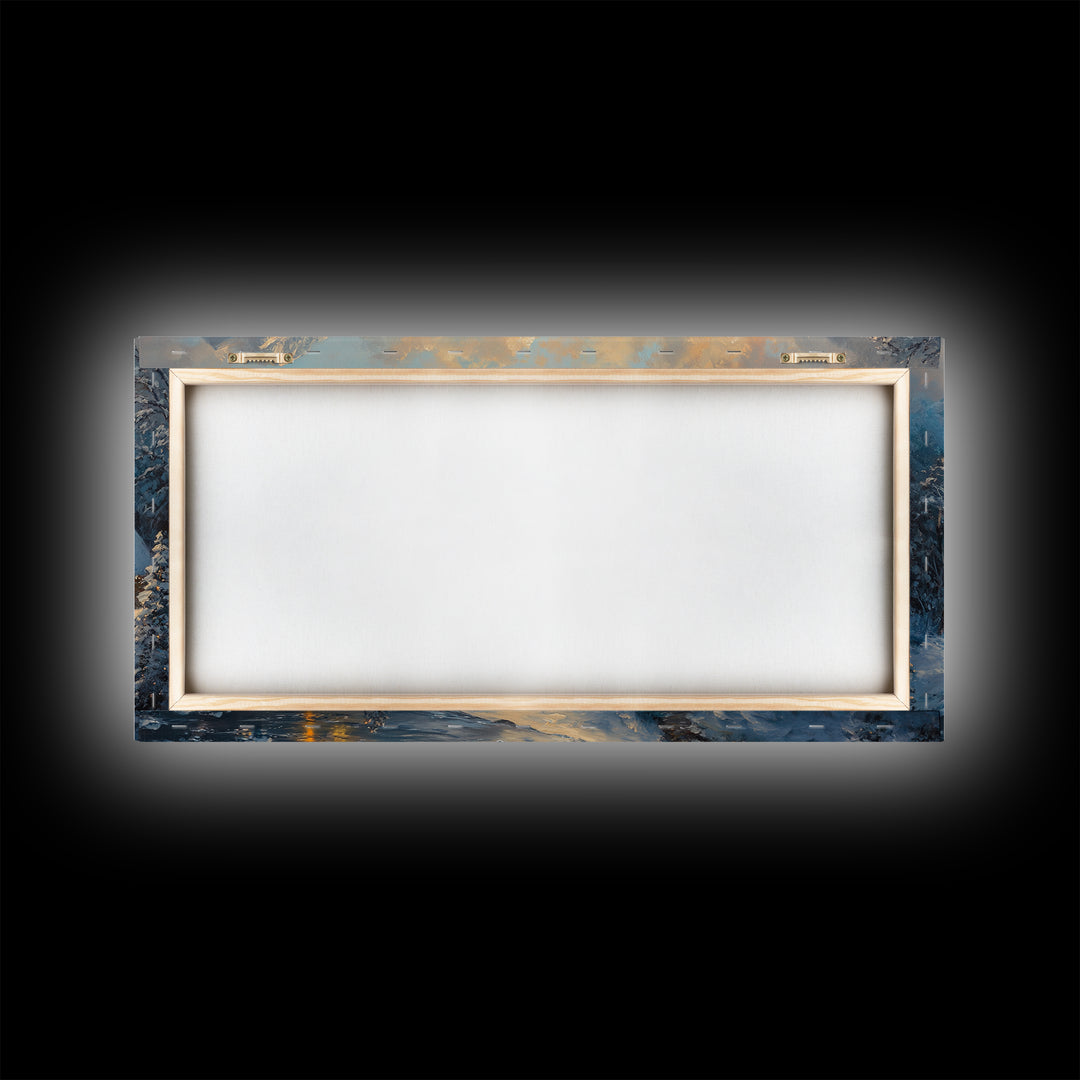 Christmas On The Lake, Christmas Canvas Print, Cabin Decor, Cabin Wall Art, Lake House Wall Art, Christmas home Decor, Christmas Village