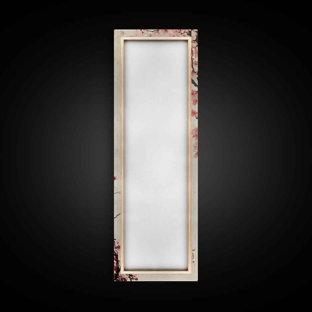 Cherry Blossom Branch Framed Canvas Print Tall Skinny Art Floral Japanese Decor, Cherry Blossom Painting, Minimalist Botanical Wall Art, Above Sofa Art