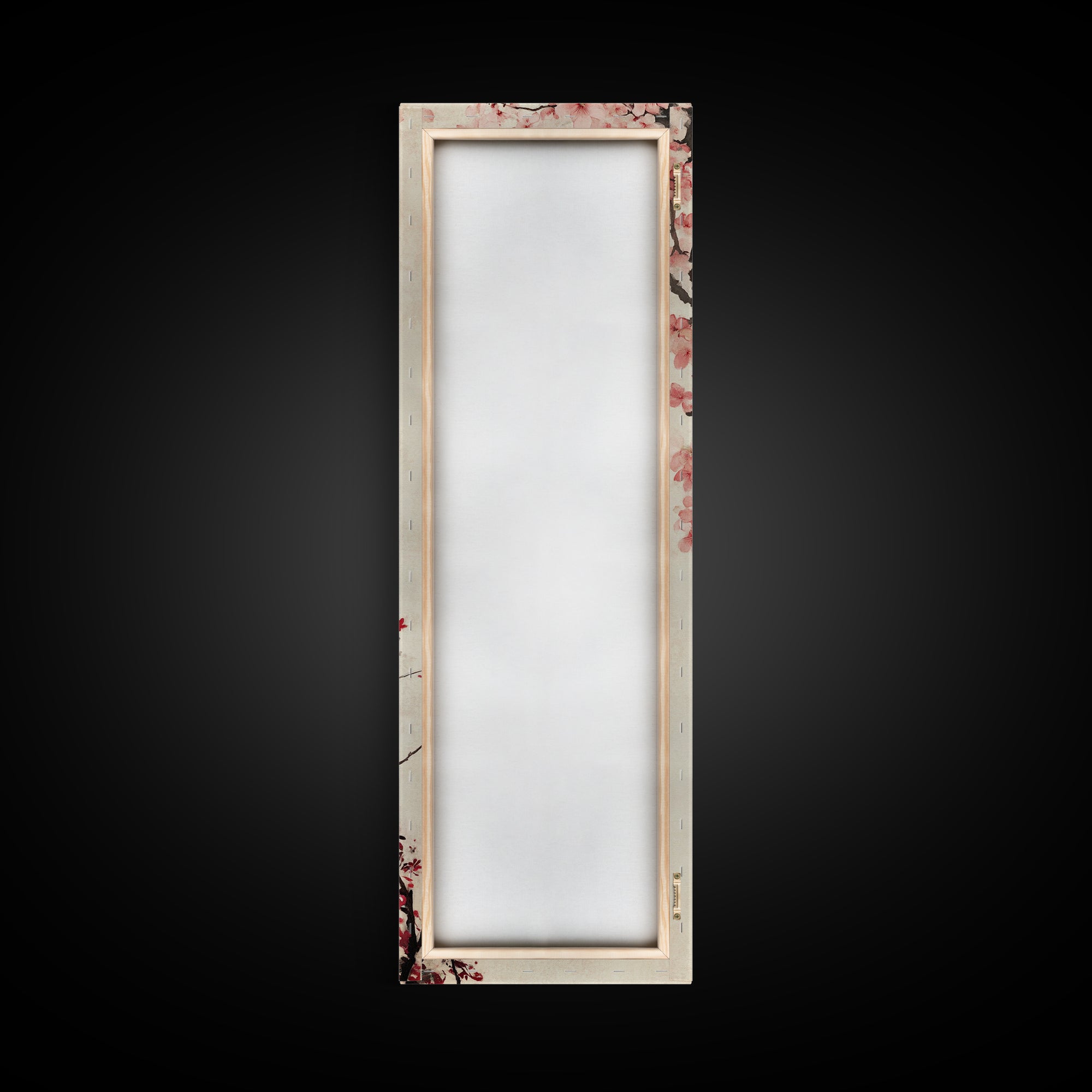 Cherry Blossom Branch Framed Canvas Print Tall Skinny Art Floral Japanese Decor, Cherry Blossom Painting, Minimalist Botanical Wall Art, Above Sofa Art