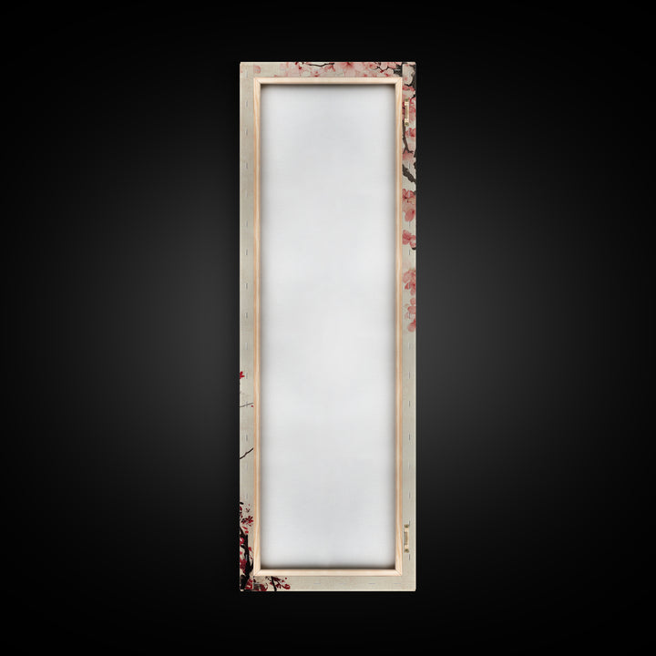 Cherry Blossom Branch Framed Canvas Print Tall Skinny Art Floral Japanese Decor, Cherry Blossom Painting, Minimalist Botanical Wall Art, Above Sofa Art