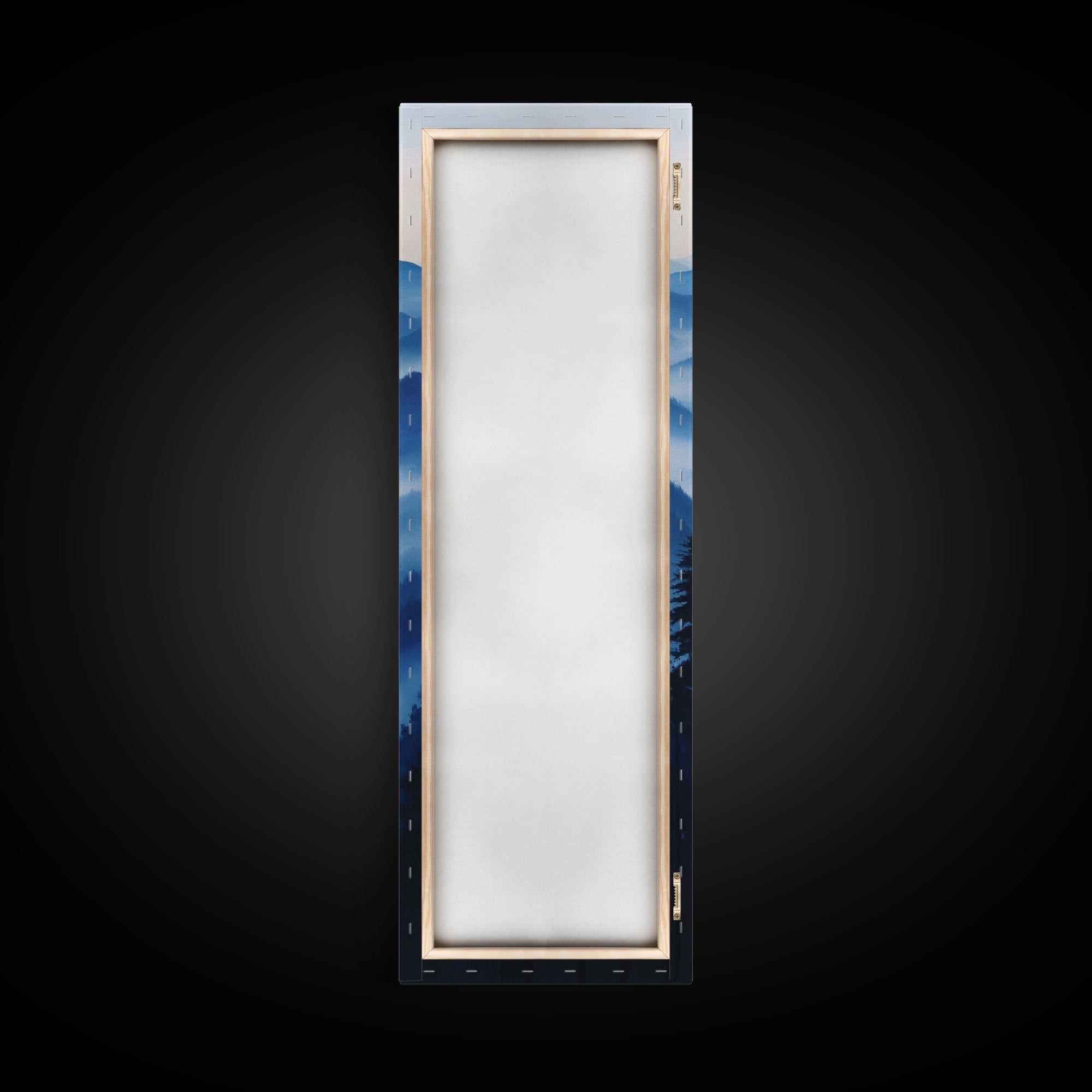 Blue Misty Mountains Framed Canvas Print Calming Nature Landscape Art, Smoky Mountain Art, Blue and Green Wall Art, Minimalist Decor, Bedroom Art